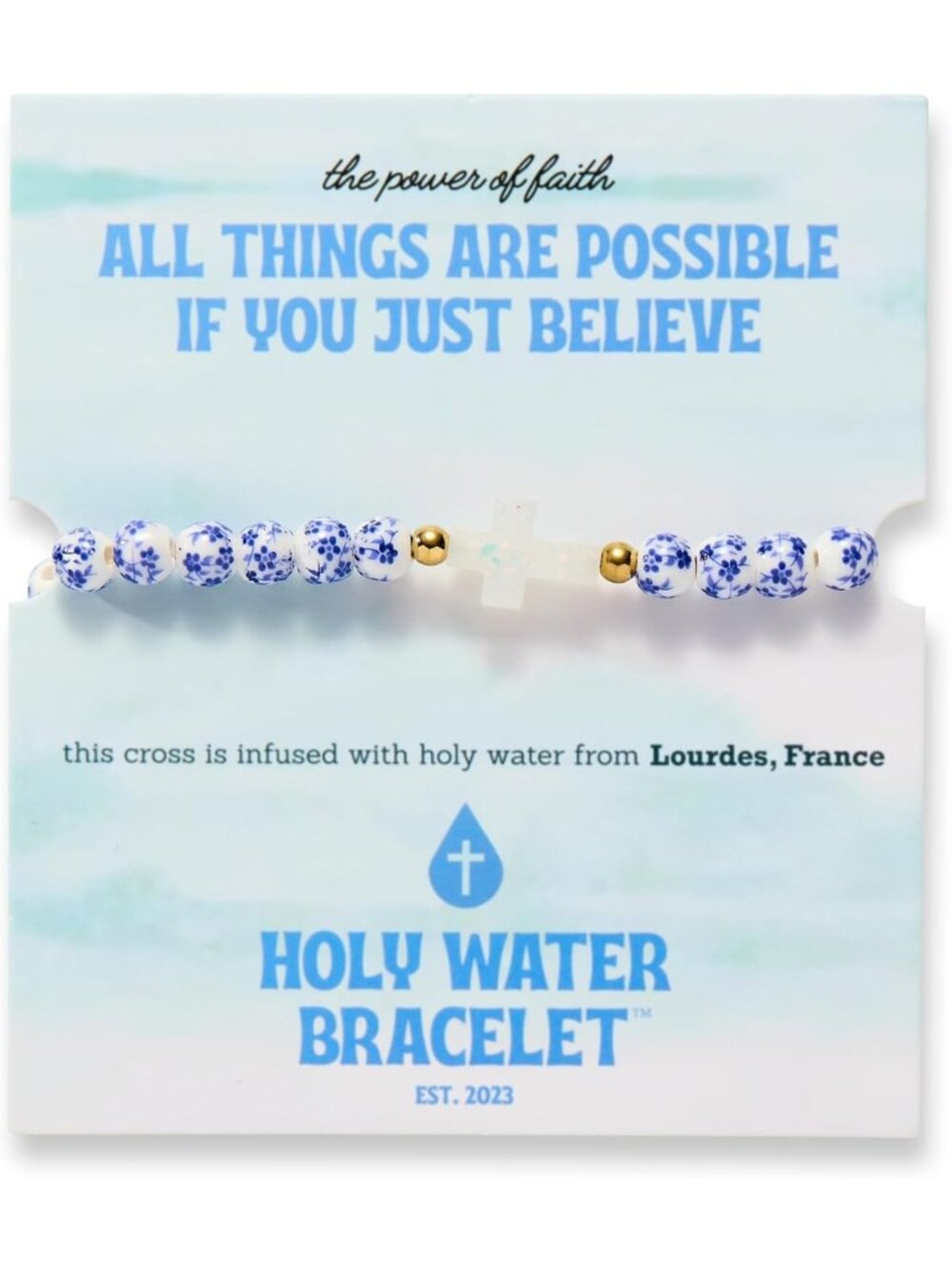 Elegant Porcelain Cross Bracelet with Holy Water - Spiritual Jewelry Accessory